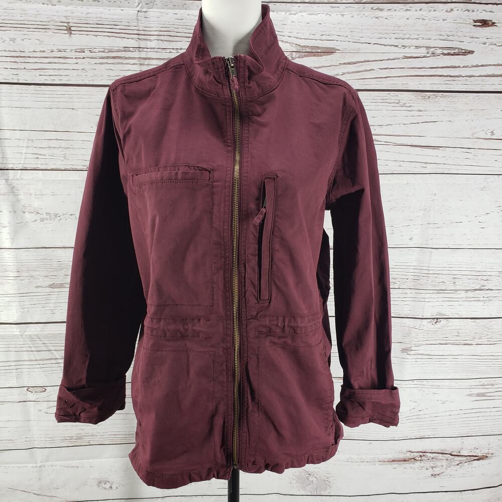 Daily Ritual Maroon Full Zip Front Pockets Cargo Jacket Size 12